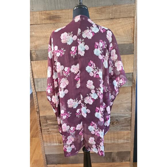 American Eagle Sheer Boho Open Kimono Floral Bloomcore Cardigan Topper Cover Up - Picture 2 of 8